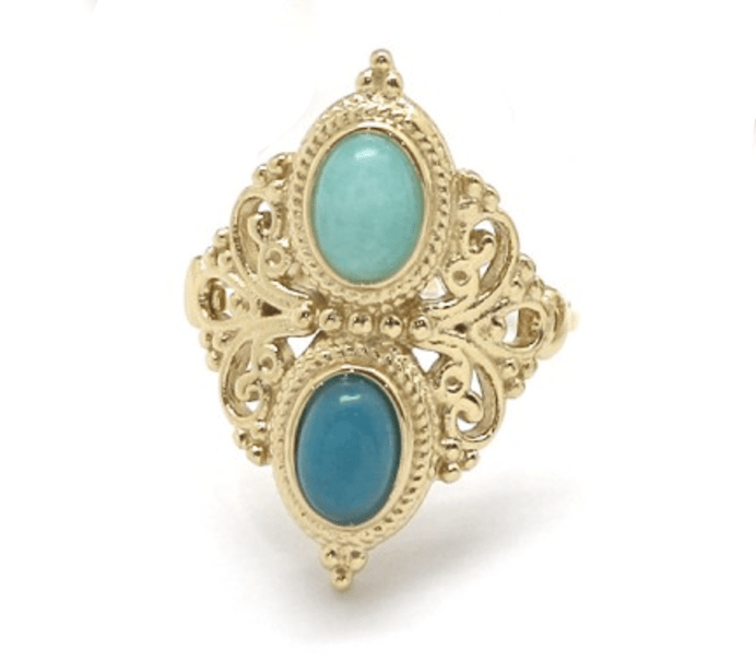 bague en acier inxydable et pierres naturelles