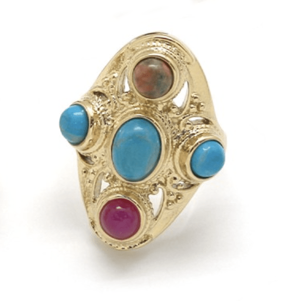 bague en acier inxydable et pierres naturelles