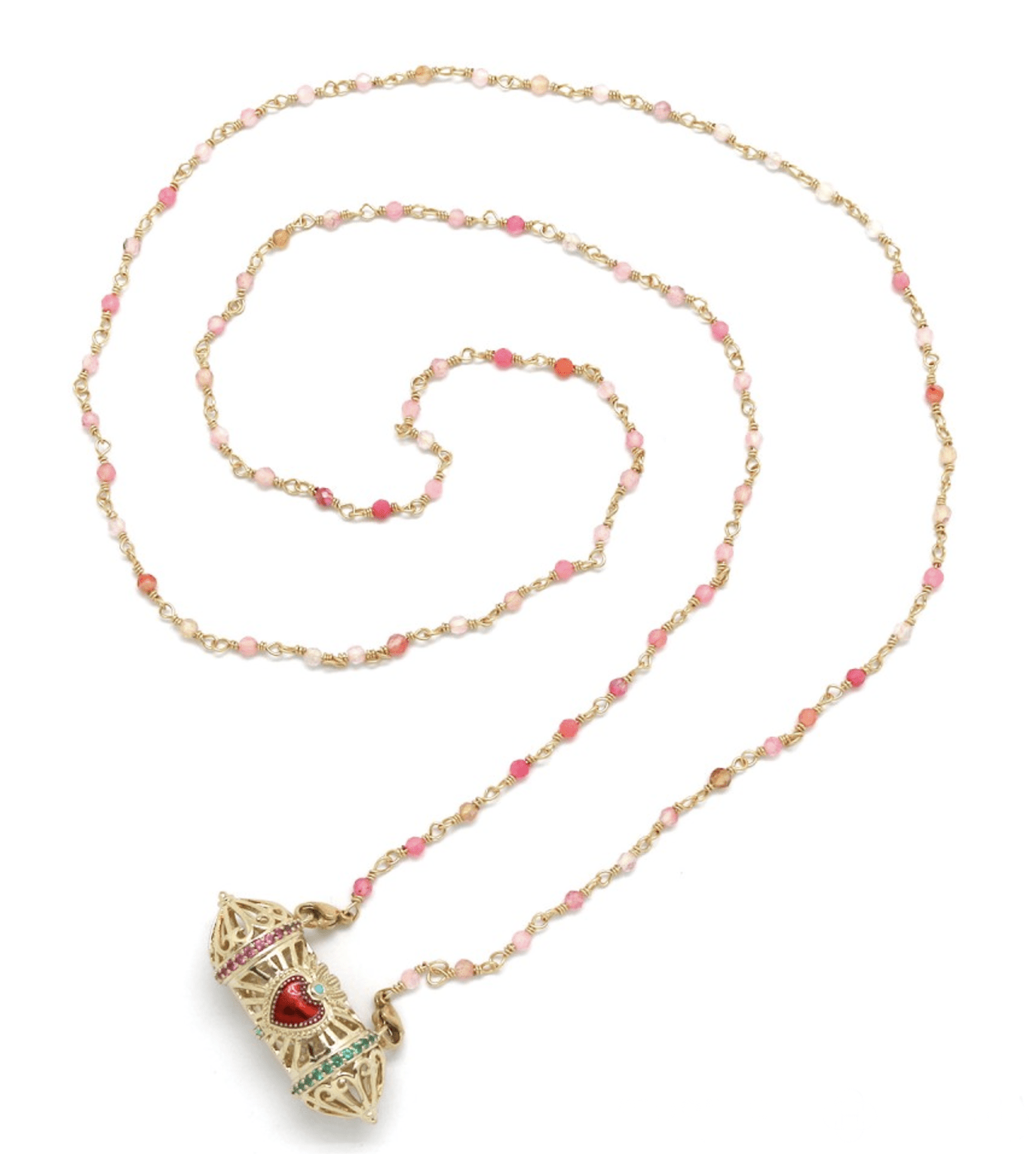 sautoir rhodonite et coeur sacré rouge