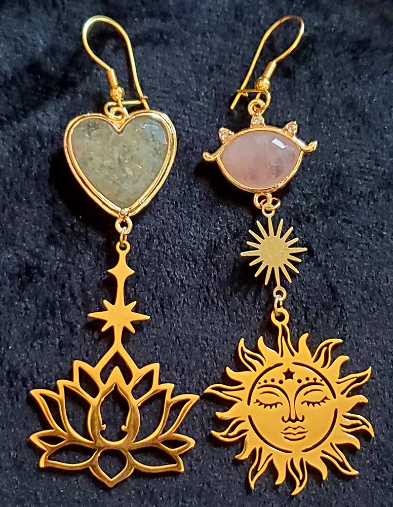 boucle oreille fleur de lotus et soleil