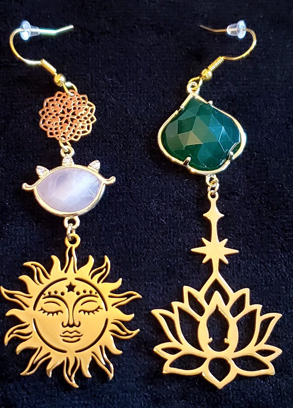 boucle oreille jade et quartz